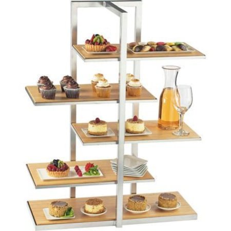 CAL MIL PLASTICS Cal-Mil Bamboo Multi Level Shelf Display with Black Stand 28-1/2"W x 13-1/2"D x 36-1/2"H 3303-60